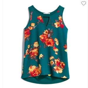 41 Hawthorn Embry Mixed Material Teal Flower Top